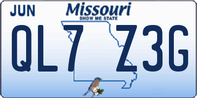 MO license plate QL7Z3G