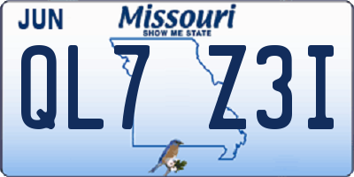 MO license plate QL7Z3I