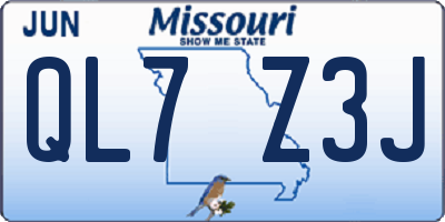 MO license plate QL7Z3J