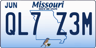 MO license plate QL7Z3M