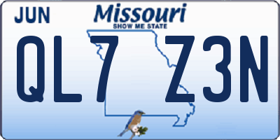 MO license plate QL7Z3N