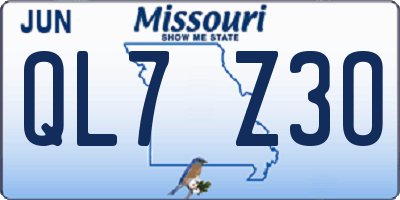 MO license plate QL7Z3O
