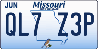 MO license plate QL7Z3P