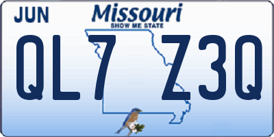MO license plate QL7Z3Q