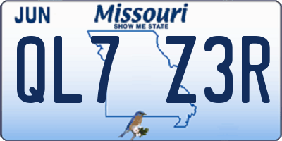 MO license plate QL7Z3R