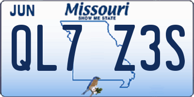 MO license plate QL7Z3S