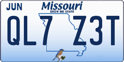 MO license plate QL7Z3T
