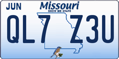 MO license plate QL7Z3U