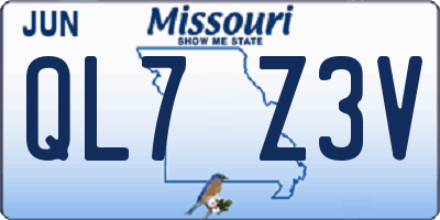 MO license plate QL7Z3V
