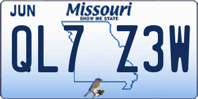 MO license plate QL7Z3W