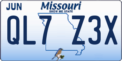 MO license plate QL7Z3X