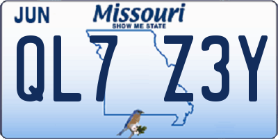 MO license plate QL7Z3Y