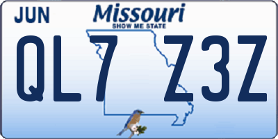 MO license plate QL7Z3Z