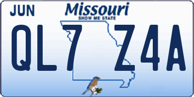 MO license plate QL7Z4A