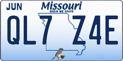 MO license plate QL7Z4E