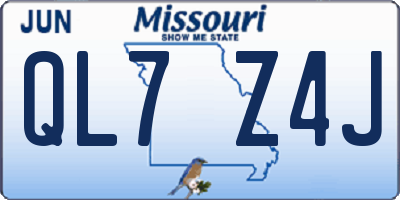 MO license plate QL7Z4J
