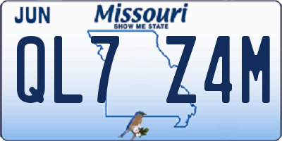 MO license plate QL7Z4M
