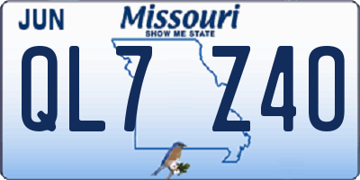 MO license plate QL7Z4O