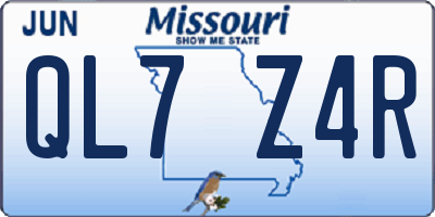MO license plate QL7Z4R
