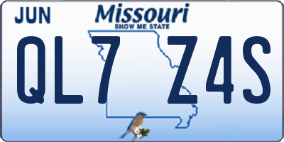 MO license plate QL7Z4S