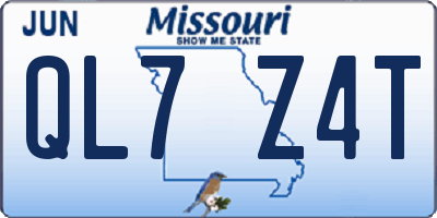 MO license plate QL7Z4T