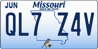 MO license plate QL7Z4V