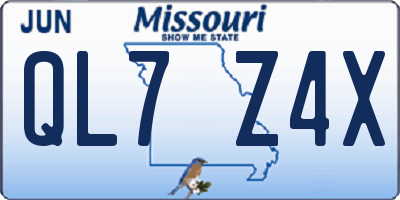MO license plate QL7Z4X
