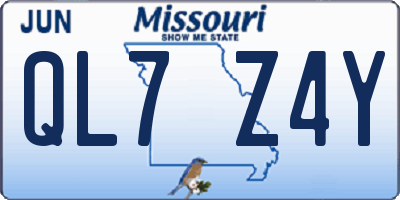 MO license plate QL7Z4Y