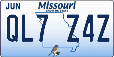 MO license plate QL7Z4Z