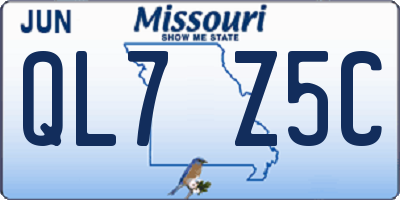 MO license plate QL7Z5C