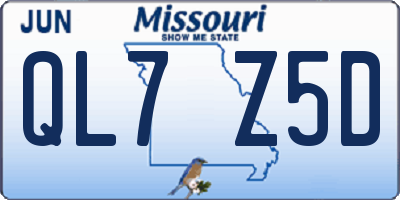 MO license plate QL7Z5D