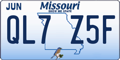 MO license plate QL7Z5F