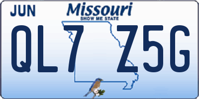 MO license plate QL7Z5G