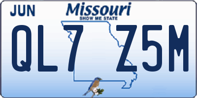 MO license plate QL7Z5M