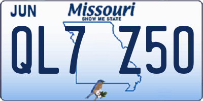 MO license plate QL7Z5O