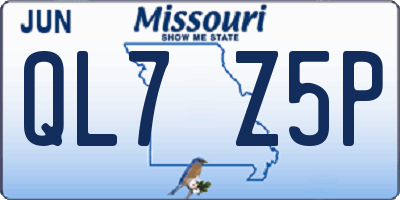 MO license plate QL7Z5P