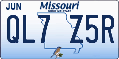 MO license plate QL7Z5R