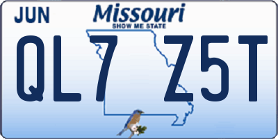 MO license plate QL7Z5T