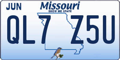 MO license plate QL7Z5U
