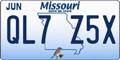 MO license plate QL7Z5X
