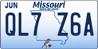 MO license plate QL7Z6A