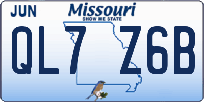 MO license plate QL7Z6B