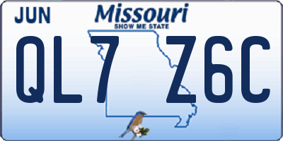 MO license plate QL7Z6C