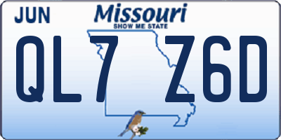 MO license plate QL7Z6D