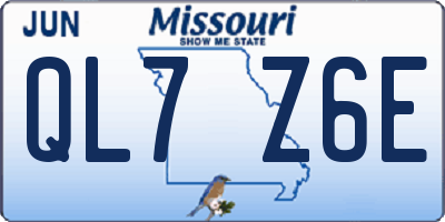 MO license plate QL7Z6E