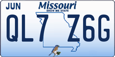 MO license plate QL7Z6G