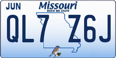 MO license plate QL7Z6J