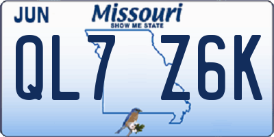 MO license plate QL7Z6K