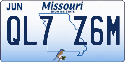 MO license plate QL7Z6M