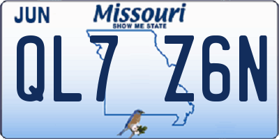 MO license plate QL7Z6N